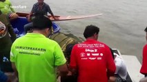 Shocking video shows moment drag boat racer crashes into water as vessel smashes to pieces