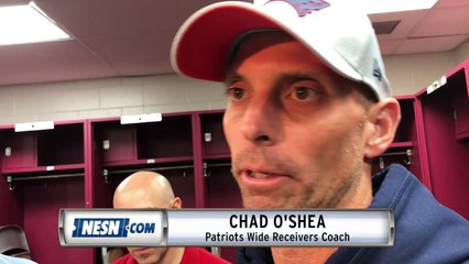 Patriots wide receivers coach Chad O'Shea addresses media