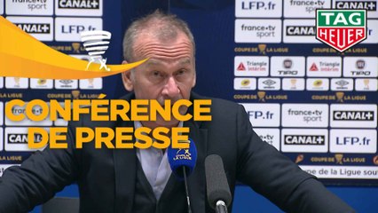 Conférence de presse Havre AC - Stade Brestois 29 (3-3 6 tab à 5) : Oswald TANCHOT (HAC) - Jean-Marc FURLAN (BREST) - 2018/2019