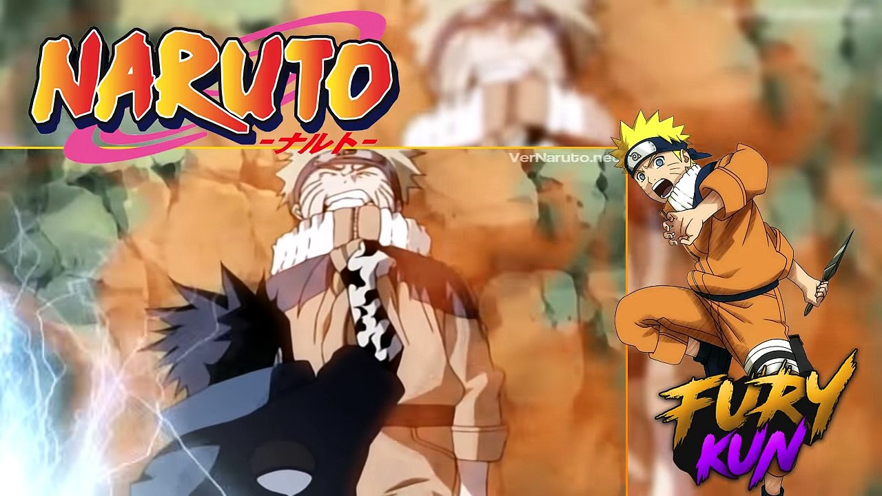Sasuke Atraviesa a Naruto con su Chidori, Sasuke ve el Poder del Kyubi, -NARUTO