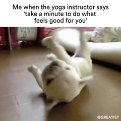 Me when the yoga instructor says 'take a minute to do what feels good for you'