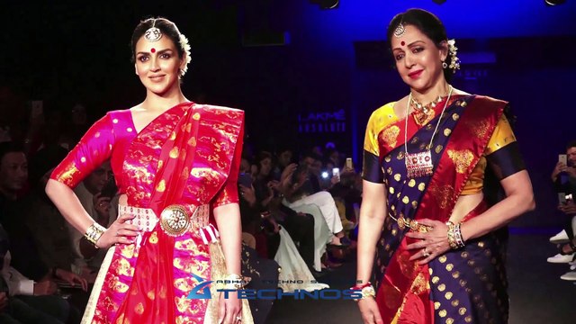 Hema Malini and Esha Deol Ramp Walk in Mekhla Chador | Lakme Fashion Week | Meenu's Gossip Corner