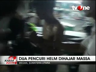 Dua Maling Helm Babak Belur Diamuk Massa