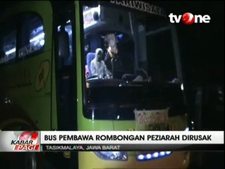 Geng Motor Serang dan Rusak Bus Rombongan Peziarah