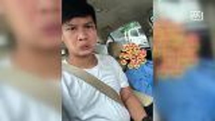 Sleepy taxi driver gets passenger to drive