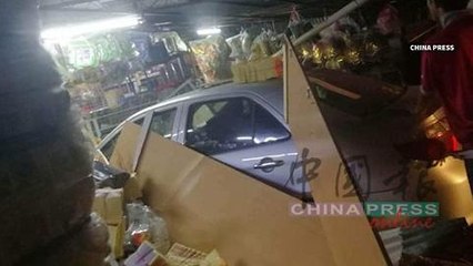 Third time unlucky - a car lands in Penang shop again