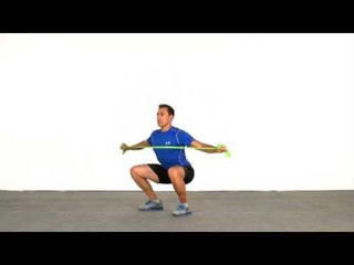 Squat con abducción horizontal con tensor