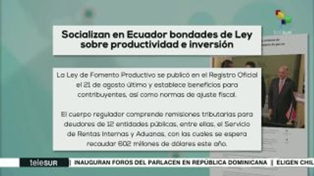Ecuador socializa bondades de la Ley de Fomento Productivo