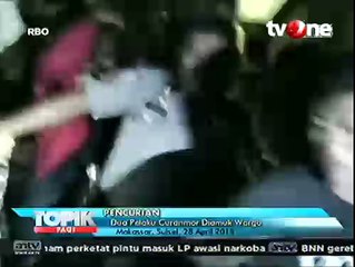 Dua Pelaku Pencuri Motor Babak Belur Diamuk Massa