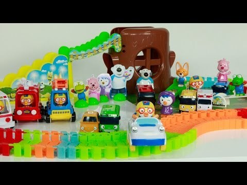 [개봉/작동]뽀로로 엘리베이터 레일카 개봉 작동 뽀로로 크롱 에디 루피 포비 페티 로기 라니 가니 타요 통나무 엘리베이터