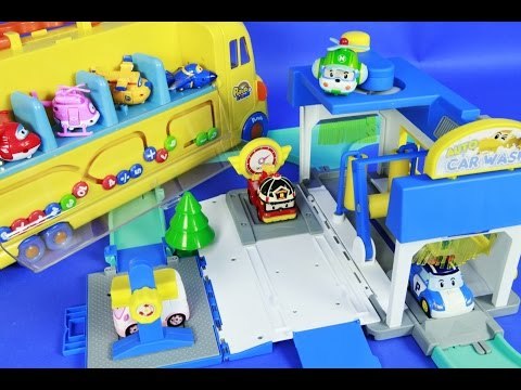 로보카 폴리 세차장 플레이세트 & 뽀로로 빠방스쿨버스 뽀로로, 크롱, 에디, 포비 & 슈퍼윙스 호기,재롬,도니, 아리