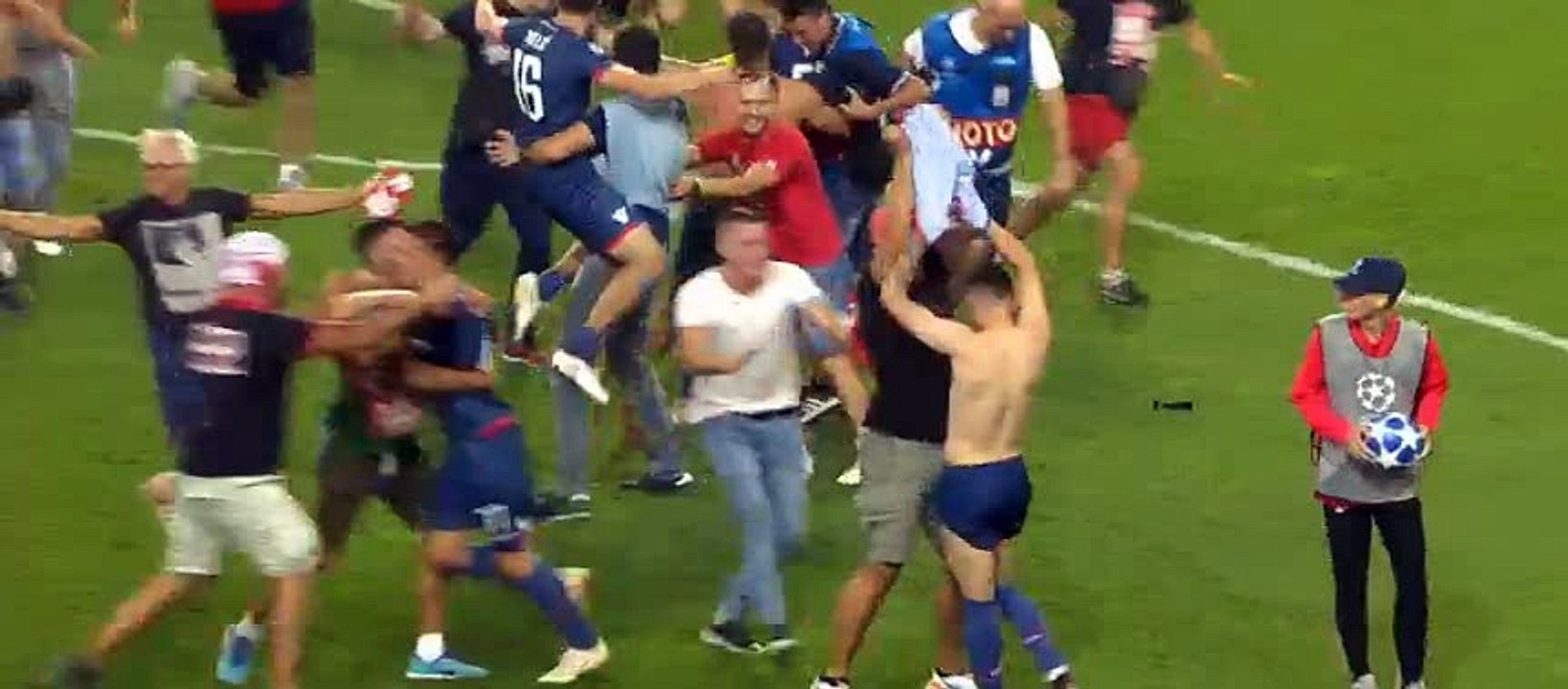 Crvena Zvezda Fans on the pitch after Qualified on Champions League 2018