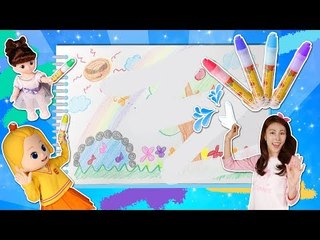콩순이 냉장고에 물로 지워지는 펜으로 캐리와 꼬마엘리의 그림 그리기 놀이 l 캐리와장난감친구들