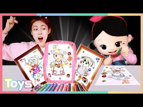 캐리와 꼬마캐리의 콩순이 불빛 스케치북 장난감으로 콩순이 그림 그리기 놀이ㅣ캐리와장난감친구들