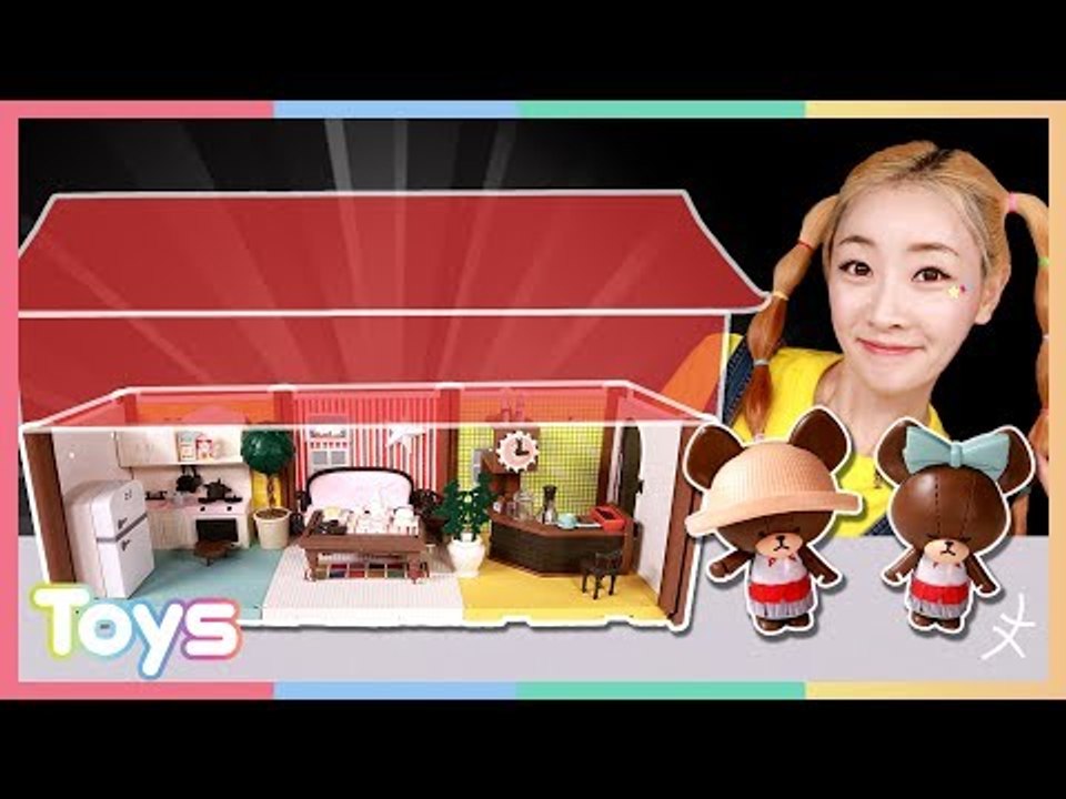 하코룸 곰의 학교 주방과 식당 카페 장난감 만들기 놀이 | 캐리와장난감친구들