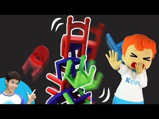 캐빈과 꼬마캐빈의 협동심 테스트! 흔들흔들 의자 쌓기 게임 l 캐리앤 플레이