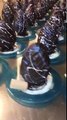 Delicious Valhrona dark chocolate eggs creaed by Pastry Chef Eddy and team were served with a small hammer to discover treats inside including passion fruit, ru
