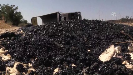 Asfalt malzemesi yüklü tır devrildi: 1 yaralı - GAZİANTEP