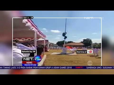 Aksi Heroik Prajurit TNI Panjat Tiang Bendera Saat Tali Bendera Putus-NET24