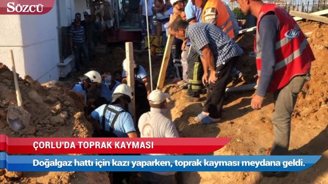 Doğalgaz hattı kazısında toprak kayması