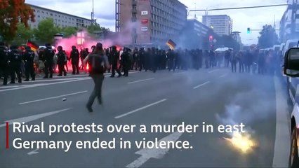 German rival protests end in violence - BBC News