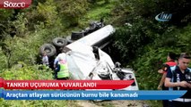 Tanker uçuruma yuvarlandı