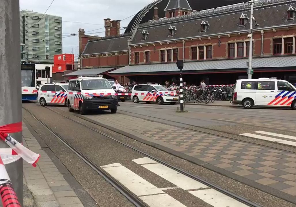 Emergency Vehicles Arrive at Amsterdam Station After Police Shoot Stabbing Suspect