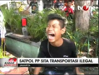 Kendaraan Disita, Pengendara Odong-odong Menangis Histeris