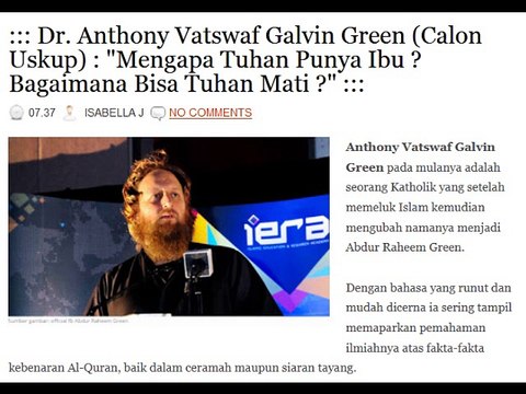 [165] Dr. ANTHONY (MUALAF CALON USKUP) : YESUS 100 % TUHAN 100 % MANUSIA ? MASUK AKALKAH ?