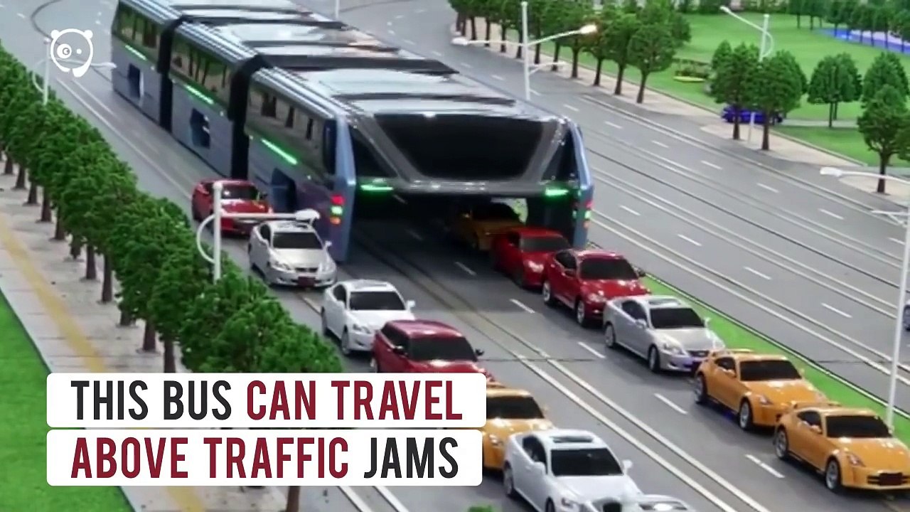 Elevated Bus That Drives Above Traffic Jams
