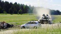 Poland's Leopard 2A5 tanks crushing and tearing through cars