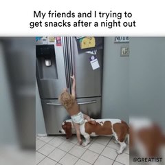 My friends and I trying to get snacks after a night out