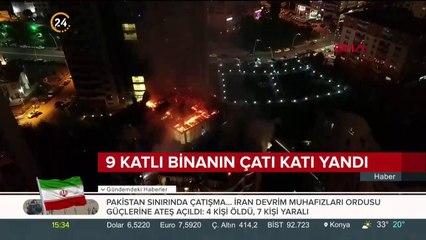 9 katlı binanın çatı katı yandı