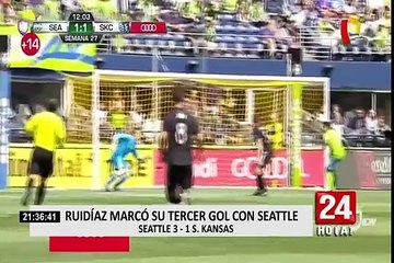Raúl Ruidíaz anotó su tercer gol de la temporada con Seattle