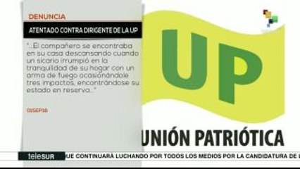 Colombia: denuncian atentado contra miembro de Unión Patriótica