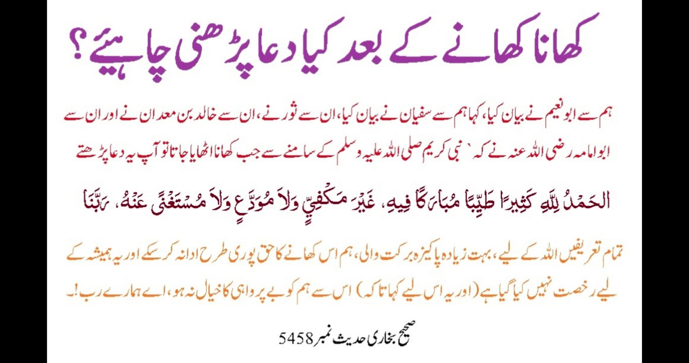 Dua After Eating ᴴᴰ Sahih-Bukhari 5458