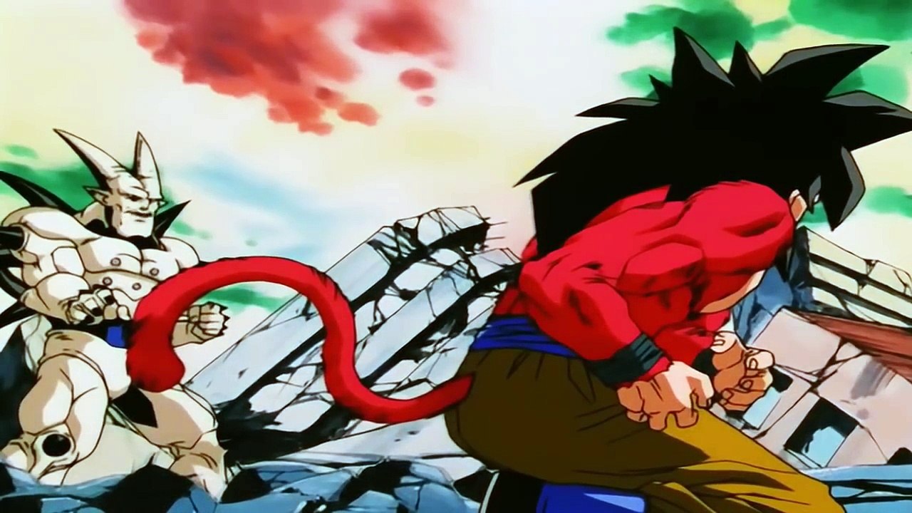 Goku hace el puño dragón contra omega shenron