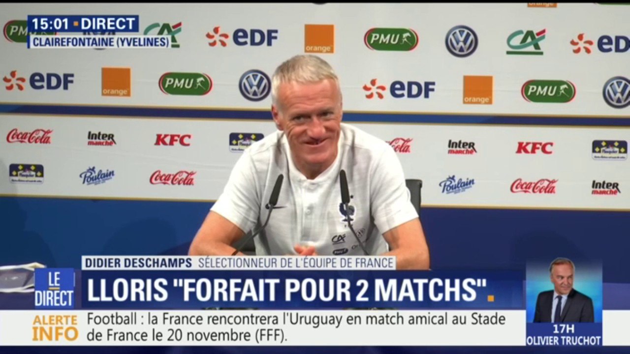 "Les 23 champions du monde seront là dimanche soir", annonce Didier Deschamps concernant le match de l'équipe de France face aux Pays-Bas