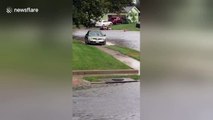 Driver during Columbus flash floods drives through other people's yards