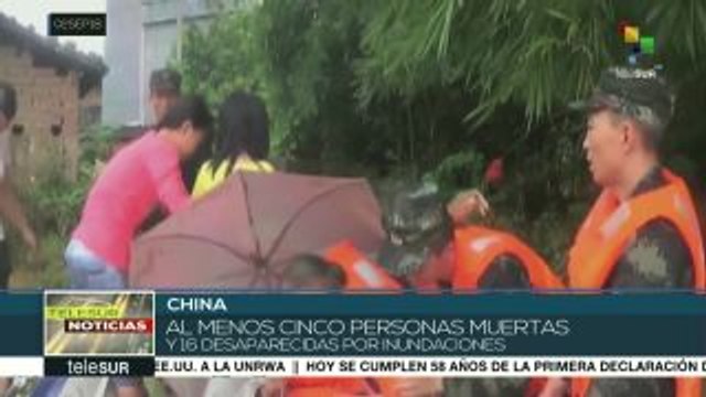 5 muertos y 16 desaparecidos por inundaciones en China