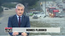 Heavy rainfall overnight floods homes, roads in Chungcheongbuk-do Province