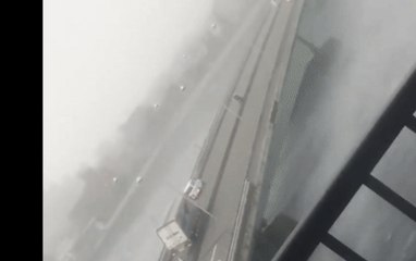 Vehicles Tip Over in Strong Winds Brought by Typhoon Jebi