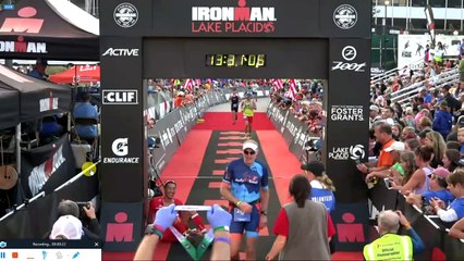 Célébration ratée sur la ligne d'arrivée de l'Ironman Lake Placid 2018