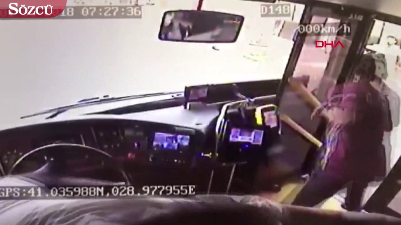 Otobüs şoförünün bıçaklanma anı kamerada