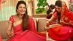 Divyanka Tripathi looks beautiful in red sari | FilmiBeat
