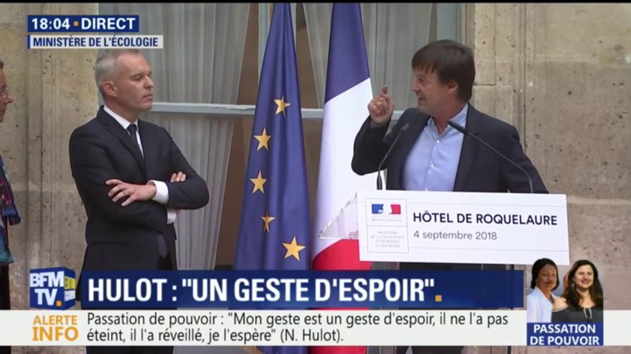 "Osons l'espoir, osons l'utopie" Les mots de Nicolas Hulot à son successeur François de Rugy