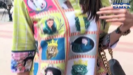 Hina Butt wearing "Devi" Maryam Nawaz's pictures printed all over her Kurta