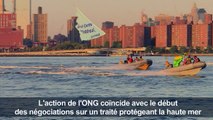 Traité protégeant la haute mer: action de Greenpeace à New York