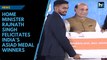 Home Minister Rajnath Singh felicitates India’s Asiad medal winners
