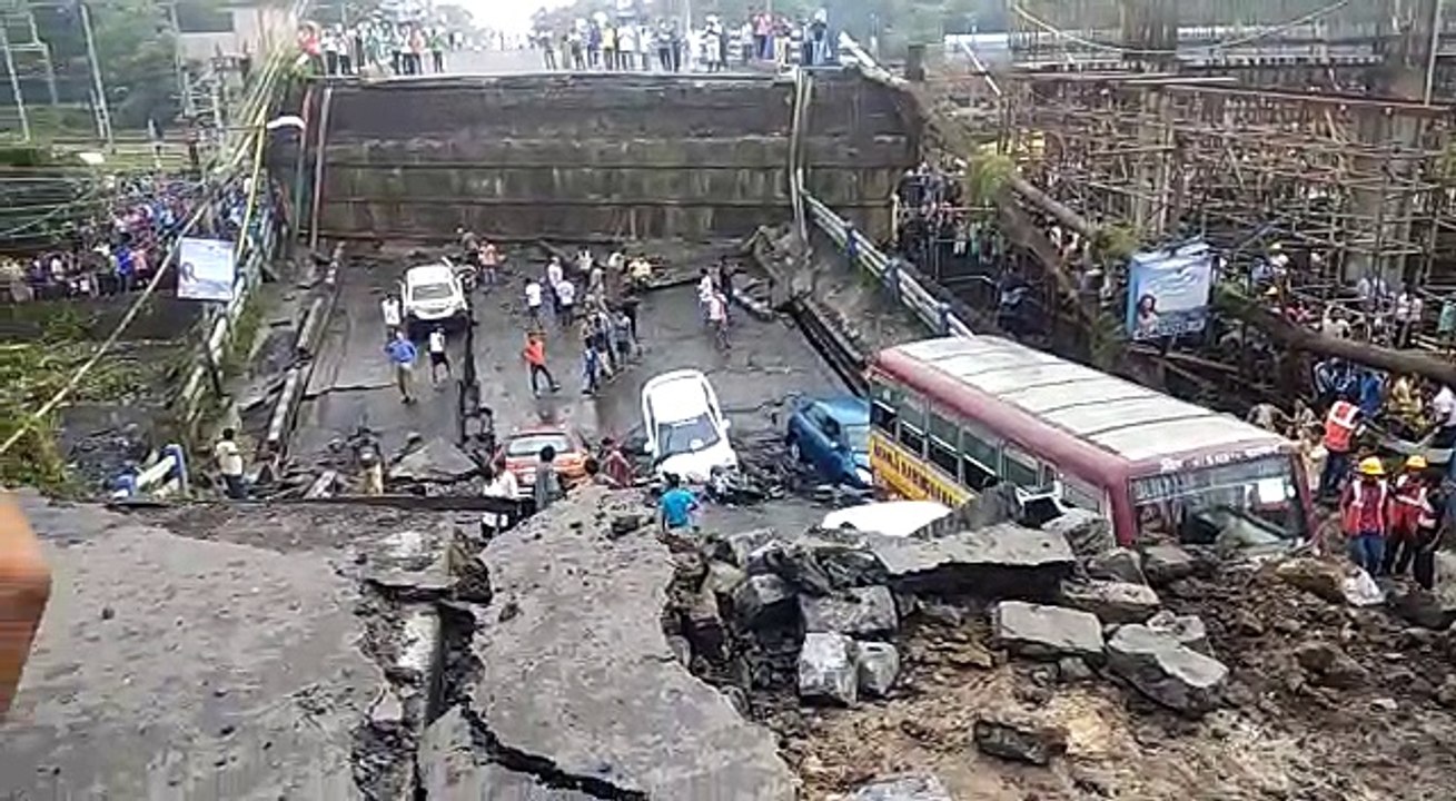 A sunken bridge in India